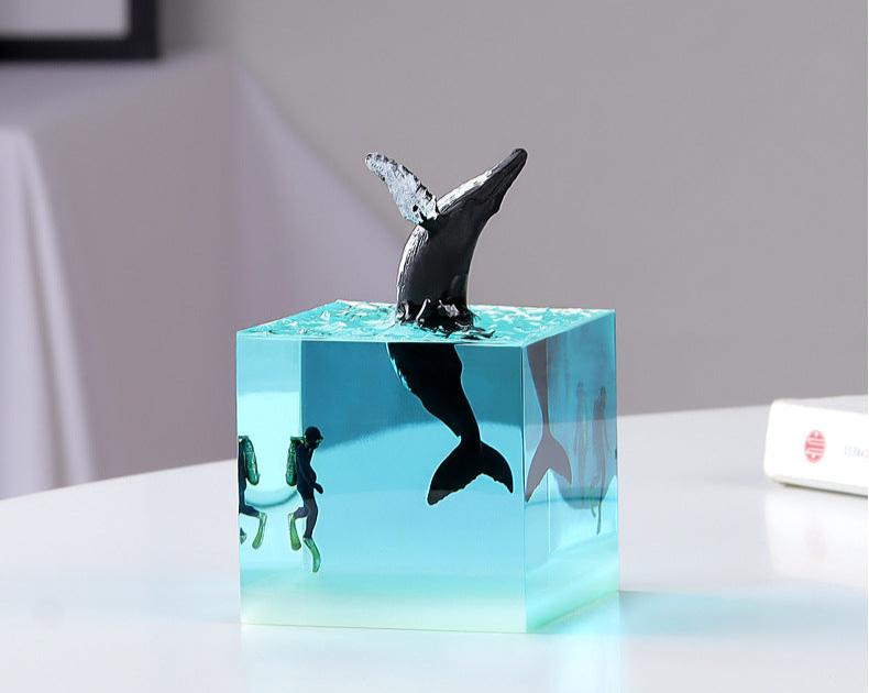 Night Light Epoxy Resin Deep Sea Night Lamp Bedside Table Lamp with USB Stand